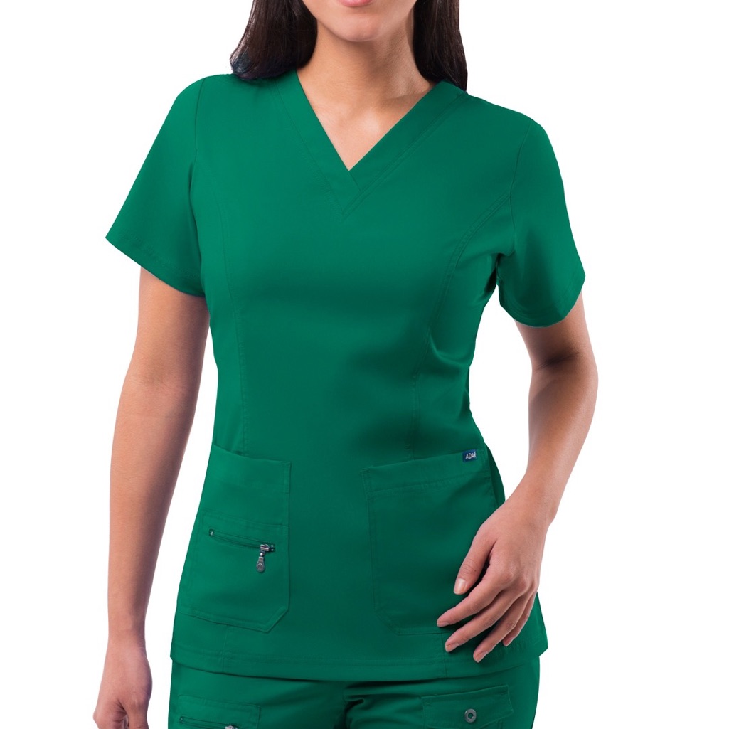 Adar Pro Hunter Green Scrub Top